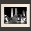 san gimignano town tuscany italy black and white by night