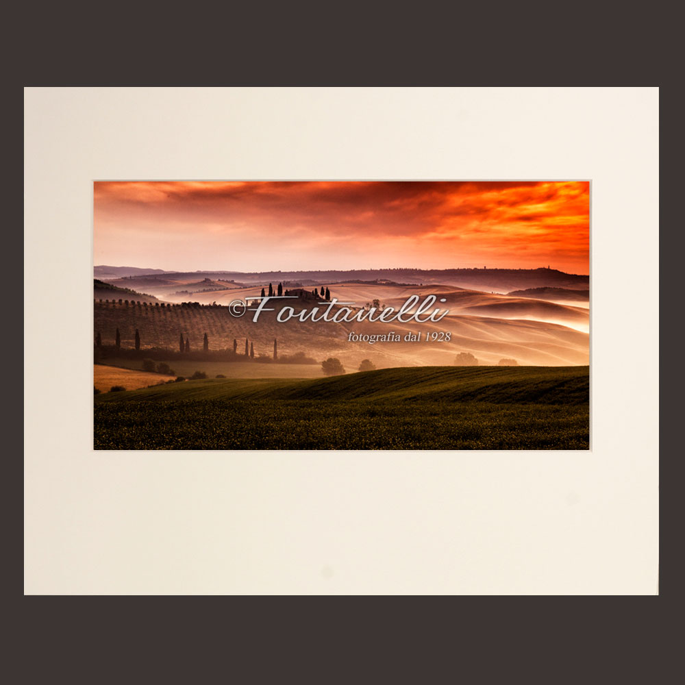 Foto Podere Belvedere all’alba, Val d’Orcia, Toscana (passpartout)