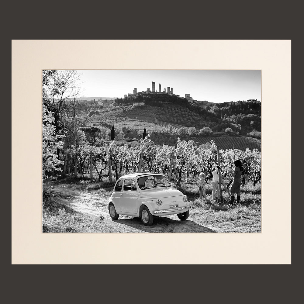 Among the vineyards of San Gimignano with the Fiat 500